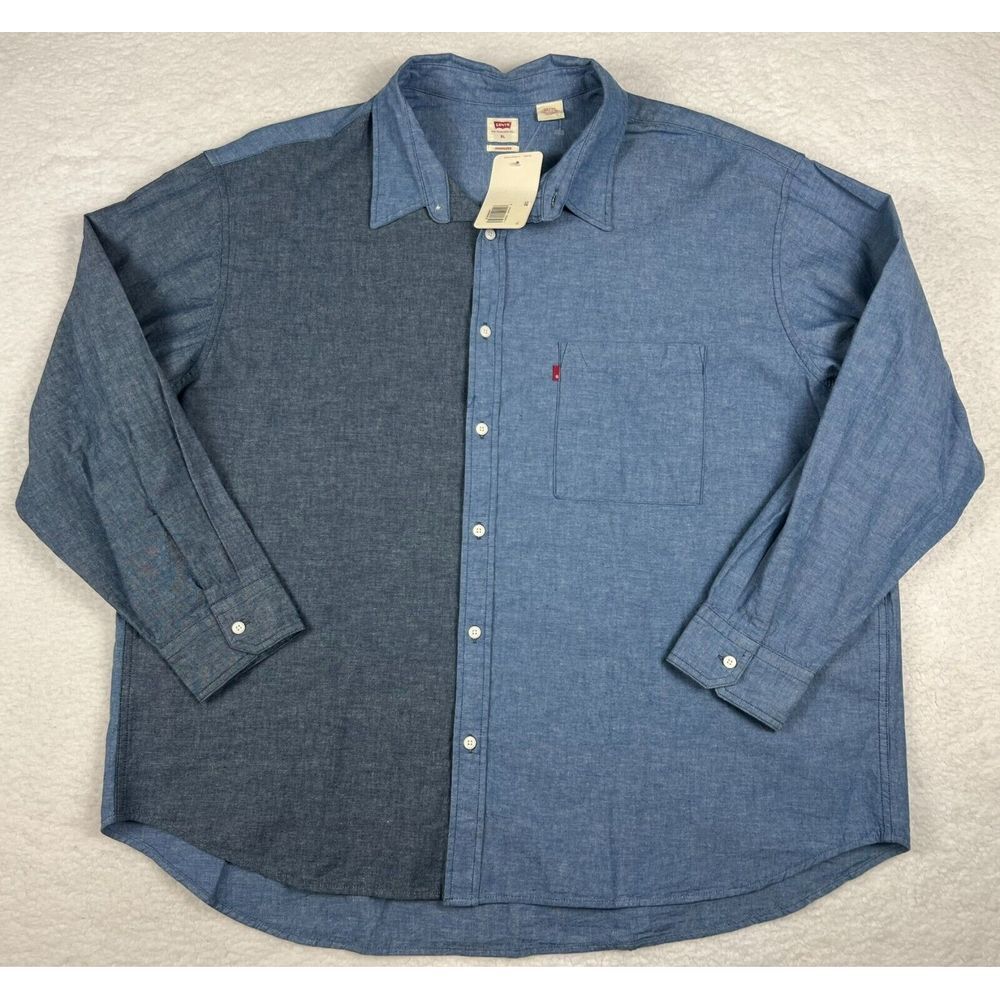 Levi's Shirt‎ Men's Size XL Oversized Button Up Blue Navy Colorblock LS $89